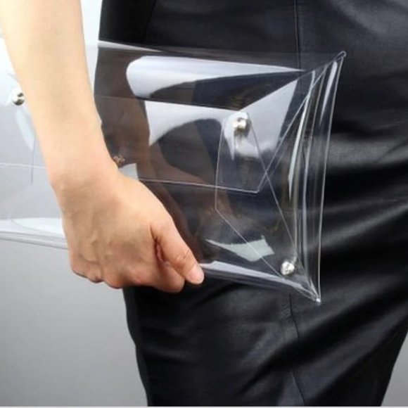 Envelope Transparent Clutch Clear Handbag Purse Bag - Picture 6 of 12